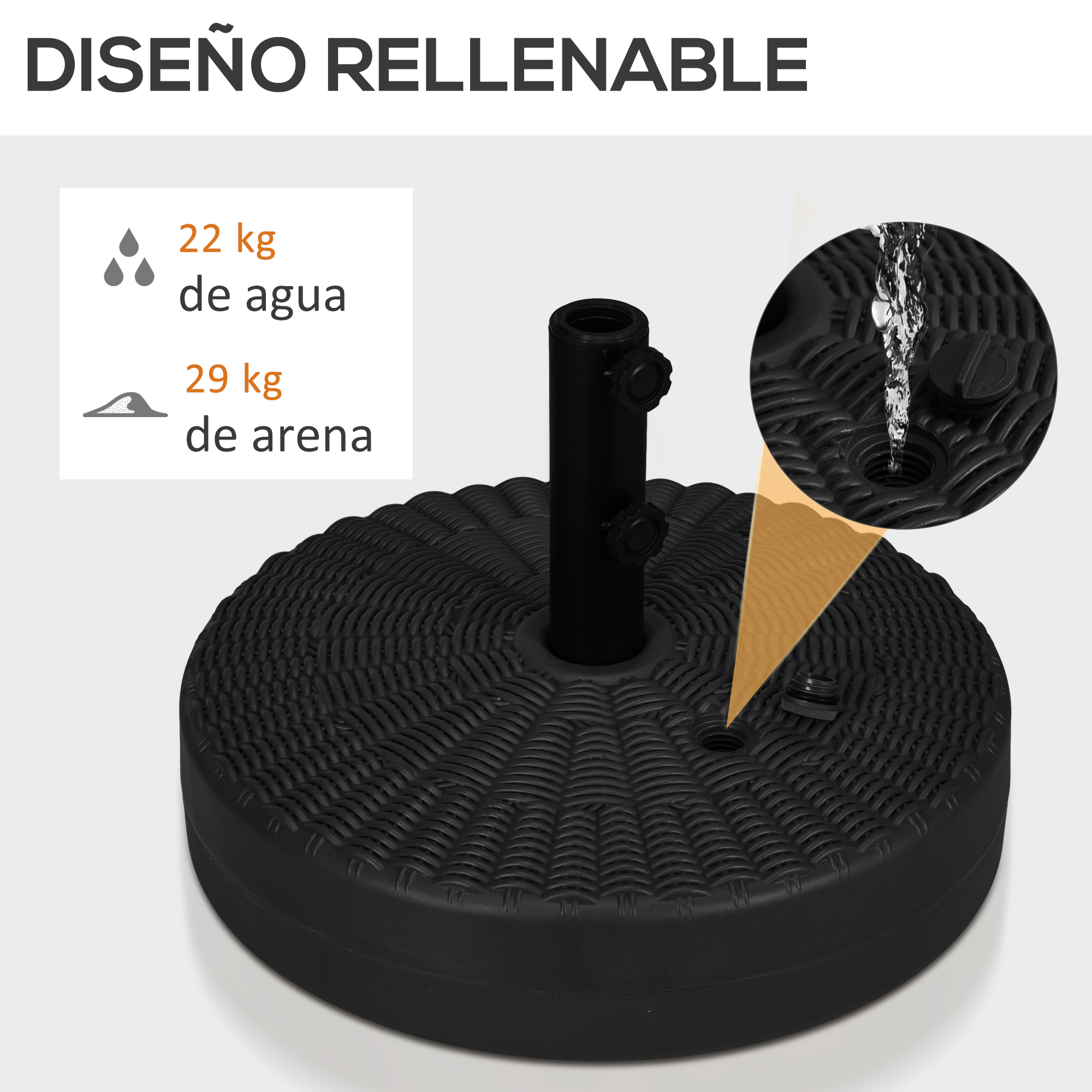 Outsunny Base de Sombrilla Negro