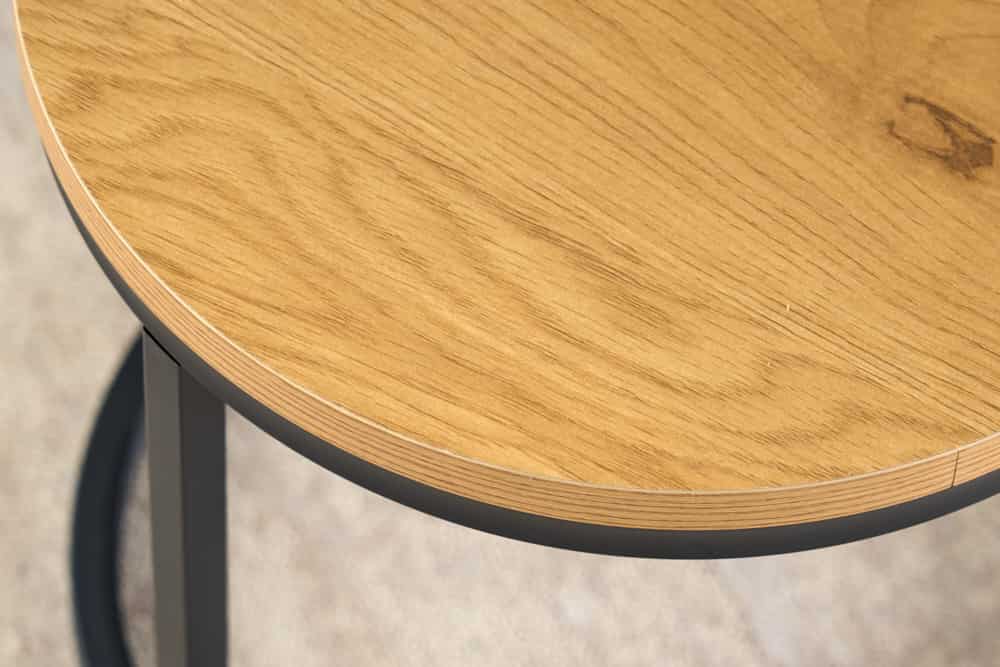 Runde Beistelltische 2er Set ELEGANCE 45cm natur Wildeiche-Design Holz schwarzes Metallgestell