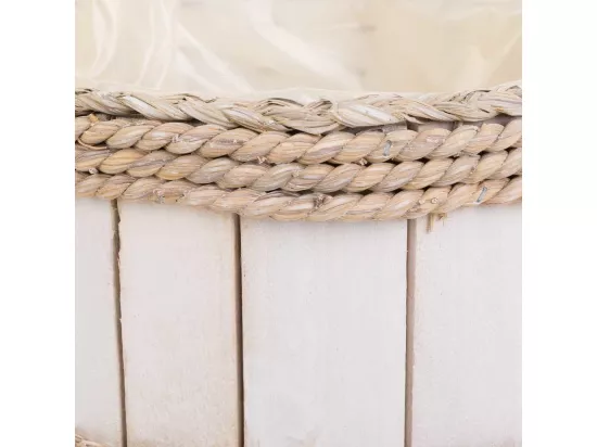 Panier en bois et corde blanc d25x13/24h
