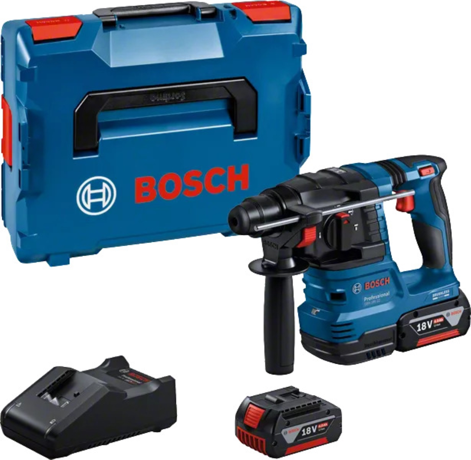 Bosch GBH 18V-22 18V accu boorhamer set in L-Boxx (2x 4.0Ah) - met afzuigunit