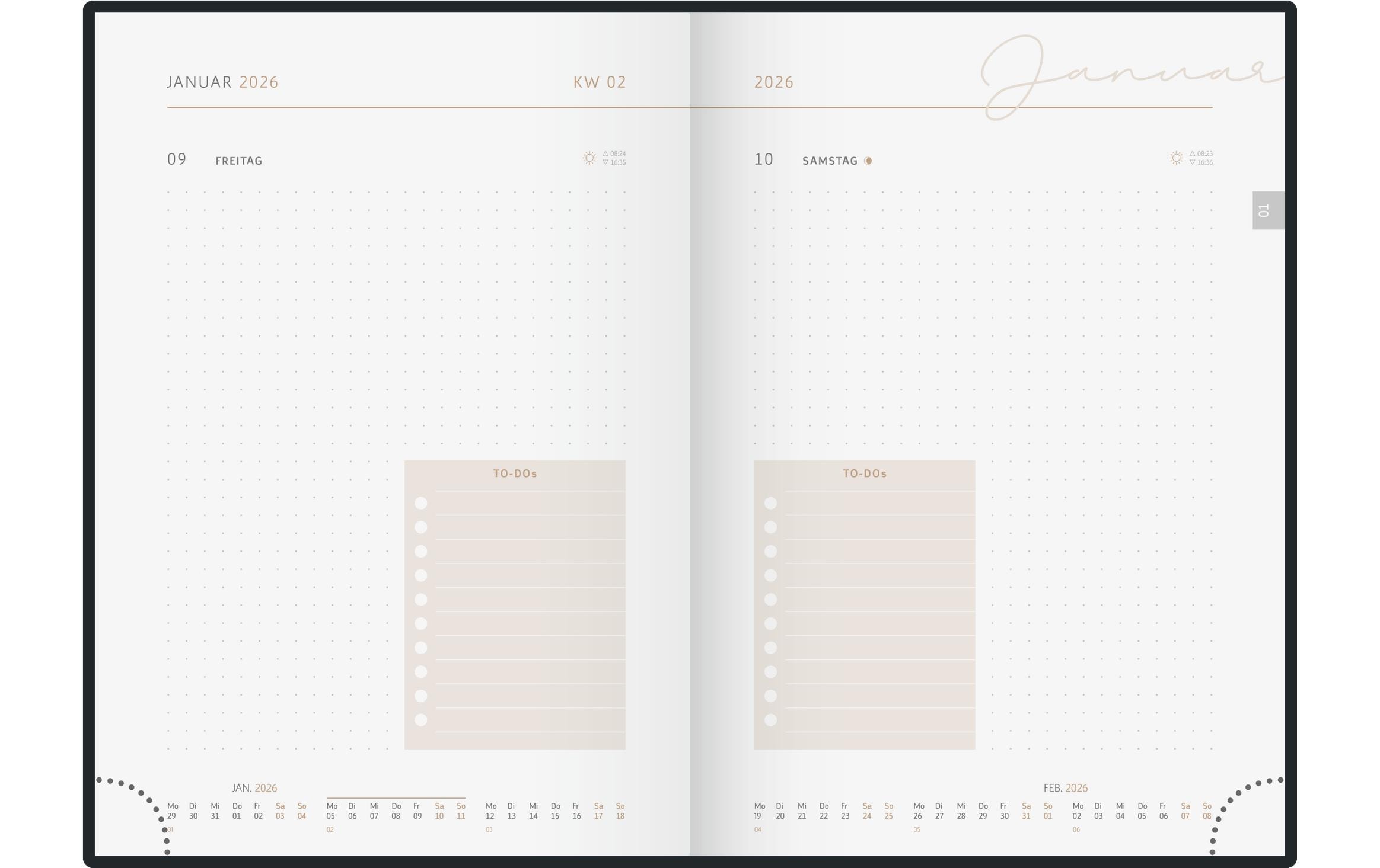 Tagesagenda Design Line Monstera 2026Buchkalender