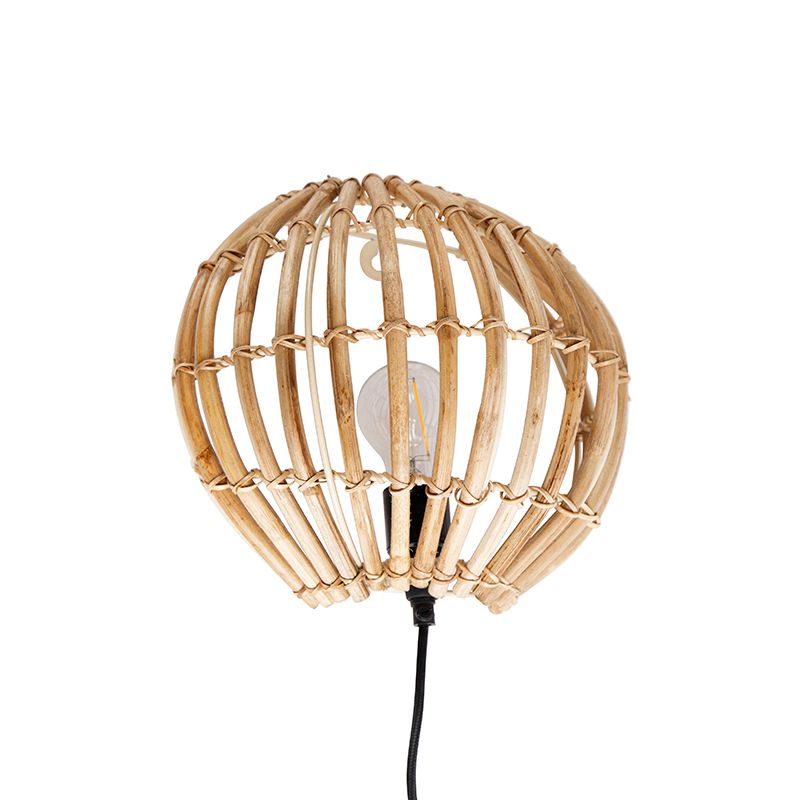 Landelijke wandlamp bamboe half rond - Canna