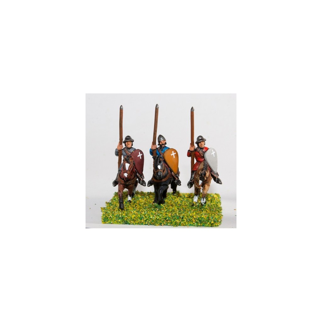 Mounted Sergeants in Conical Helms and Cloth Tunic, with Kite Shield & Lance on Unarmoured Horse