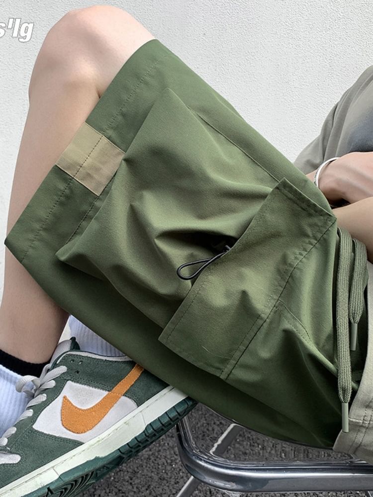 emeisa - Effen cargoshort met middelhoge taille