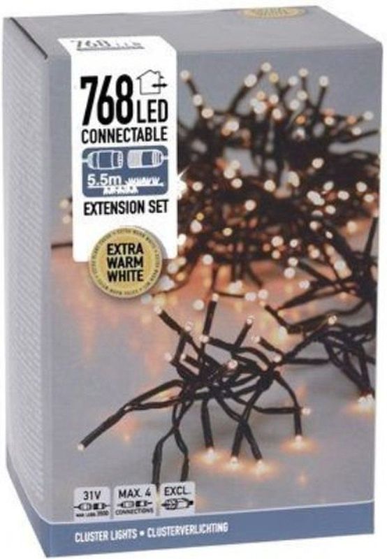 Koppelbare Clusterverlichting - 768 LED - 5.5m - extra warm wit