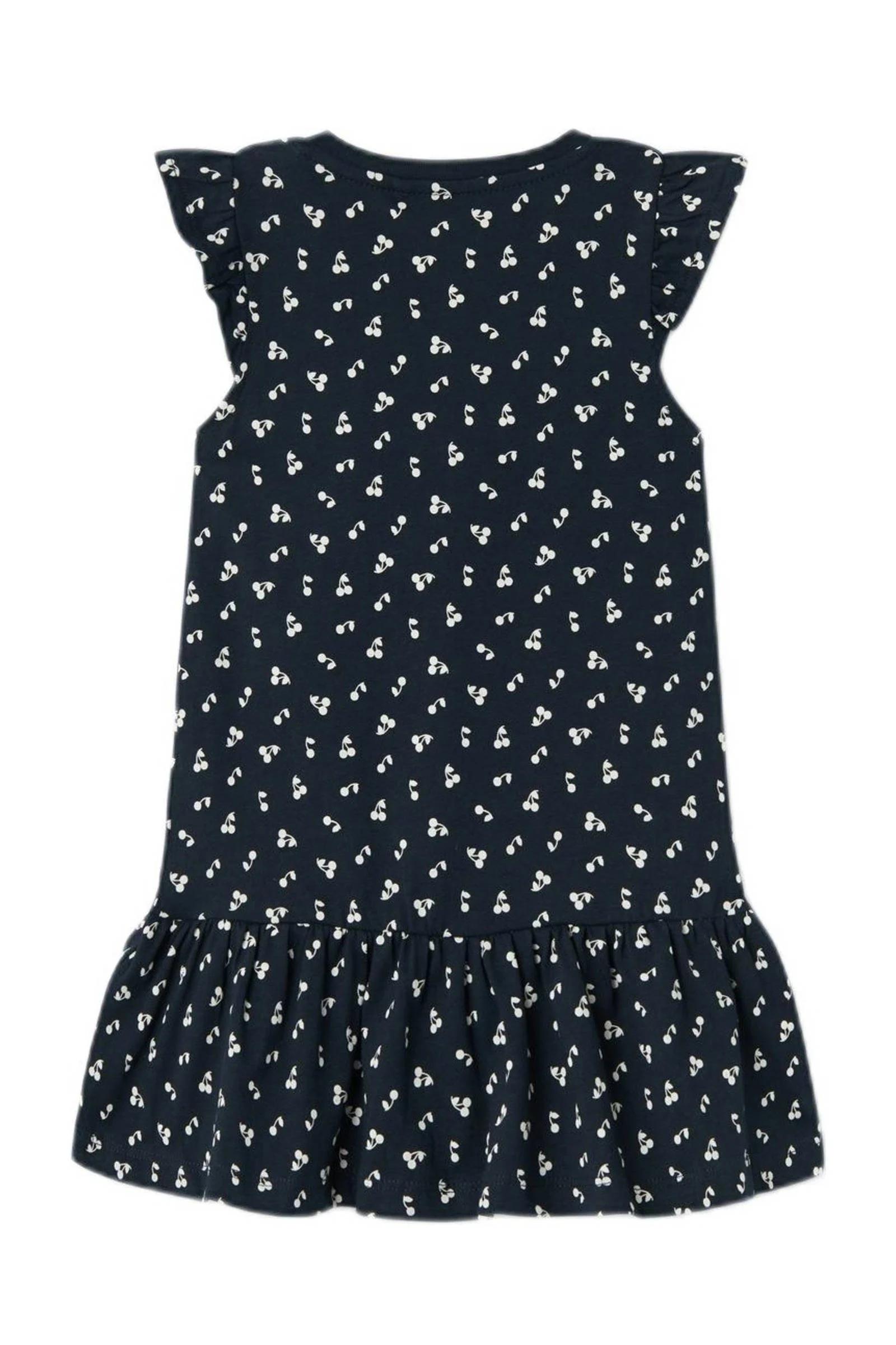 NAME IT A-lijn jurk NMFVIDA met all over print en ruches donkerblauw/wit