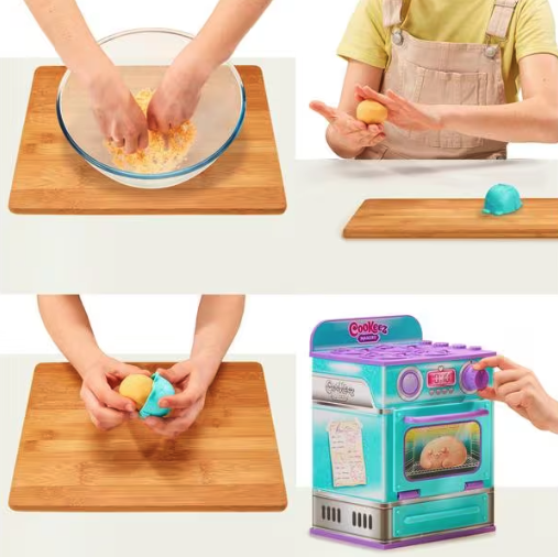 Cookeez Makery Kinder Spielset Treatz Ofen Teig Spielzeug Backset mit Interaktivem Plüschfreund inkl. AAA Batterien (23502) - Pink