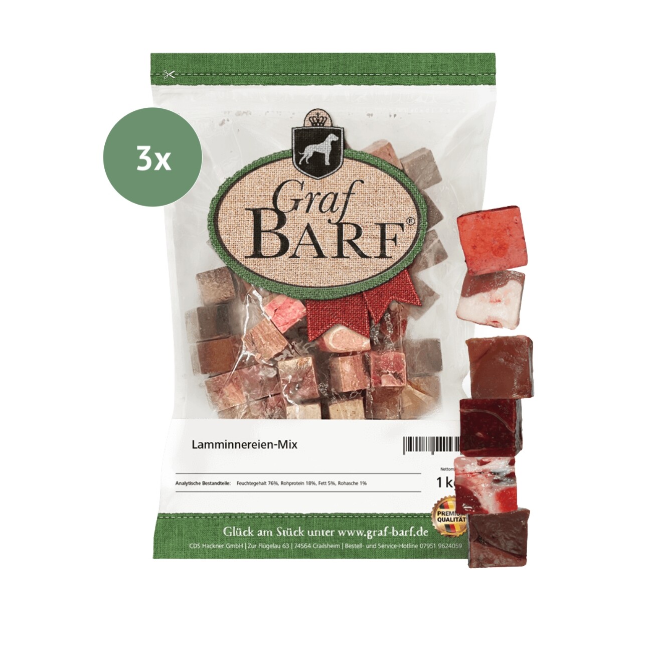 Graf Barf Singlemix vom Lamm 16x1kg