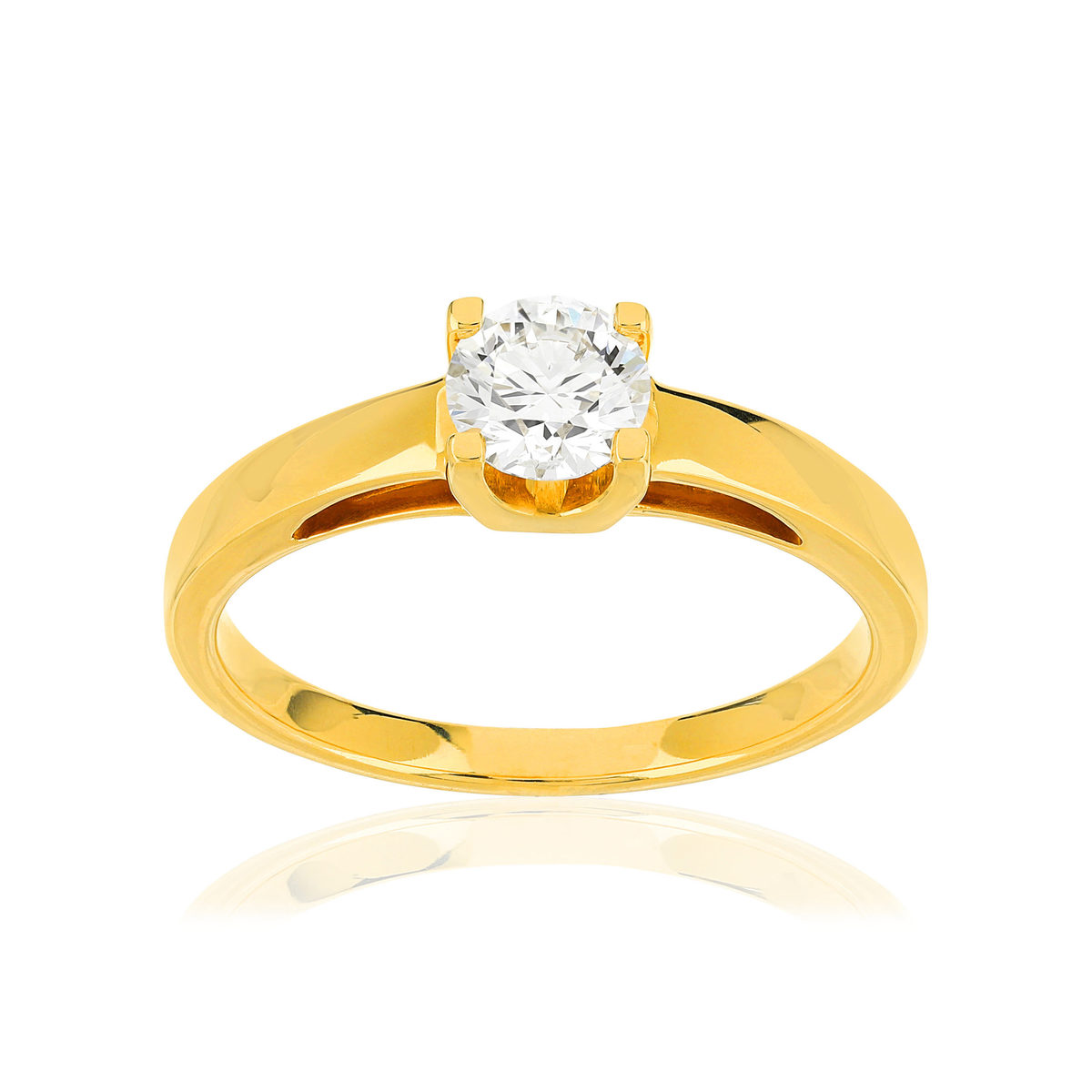 Solitaire or jaune 750 diamant synthétique 0,5 carat