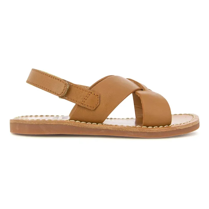 Pom d'Api Sandales Stitch Cross | Marron