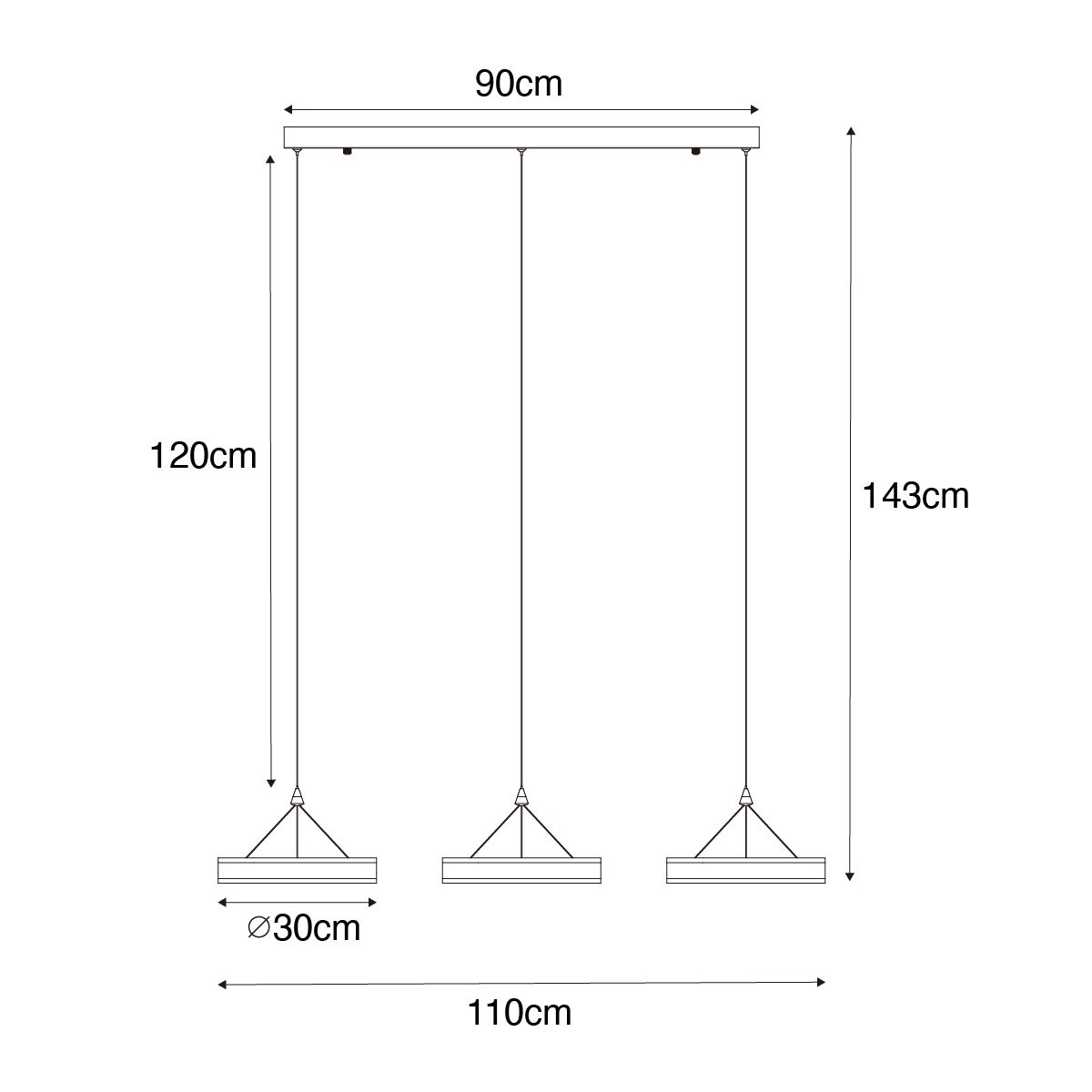 Hanglamp staal langwerpig incl. LED 3-staps dimbaar 3-lichts - Lyani