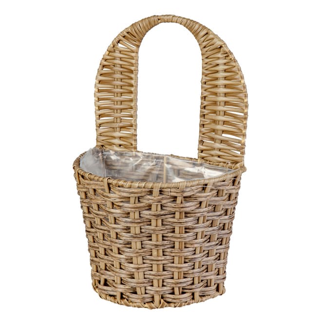 Hängepflanzkorb - grau/braun - aus Kunststoffrattan - ca. 32 x 22 x 17/35 cm