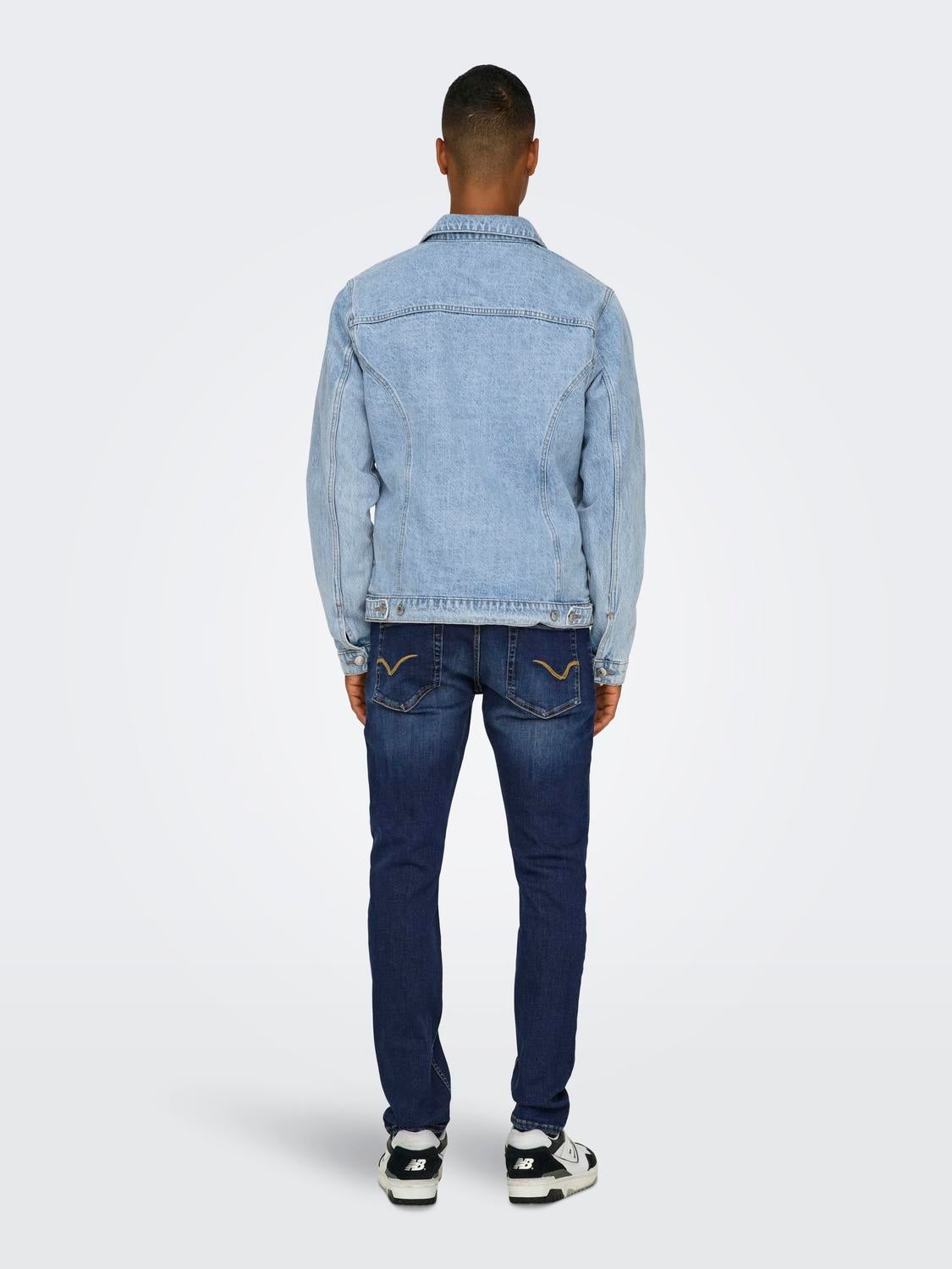 ONSLOOM Niedrige Taille Slim Fit Jeans Dark Blue Denim