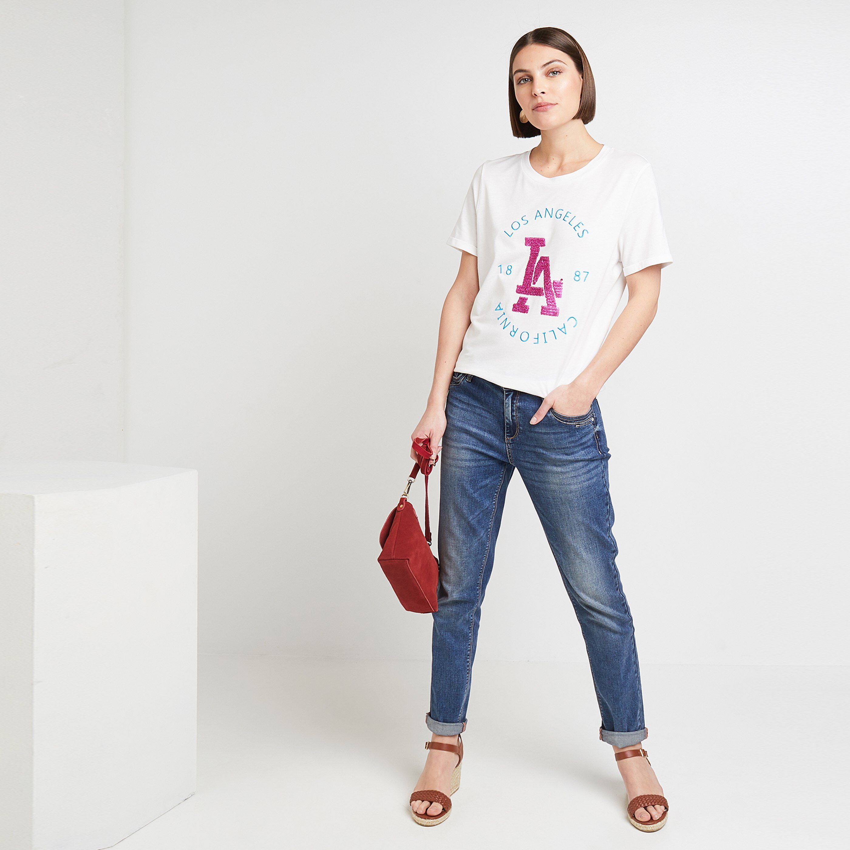 Tshirt print femme - BLANC CASSE