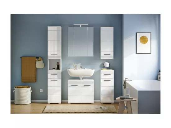Demi colonne de salle de bain – Blanc laqué – KLEANKIN
