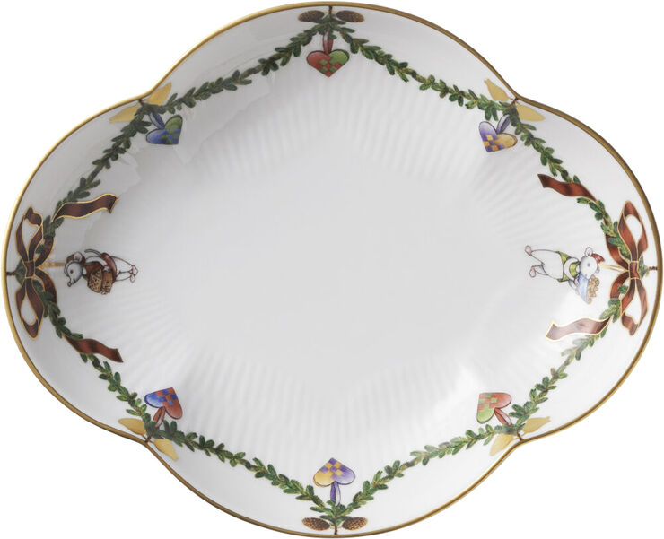 Royal Copenhagen Stjerne Riflet jul fad 17,5cm Hvid