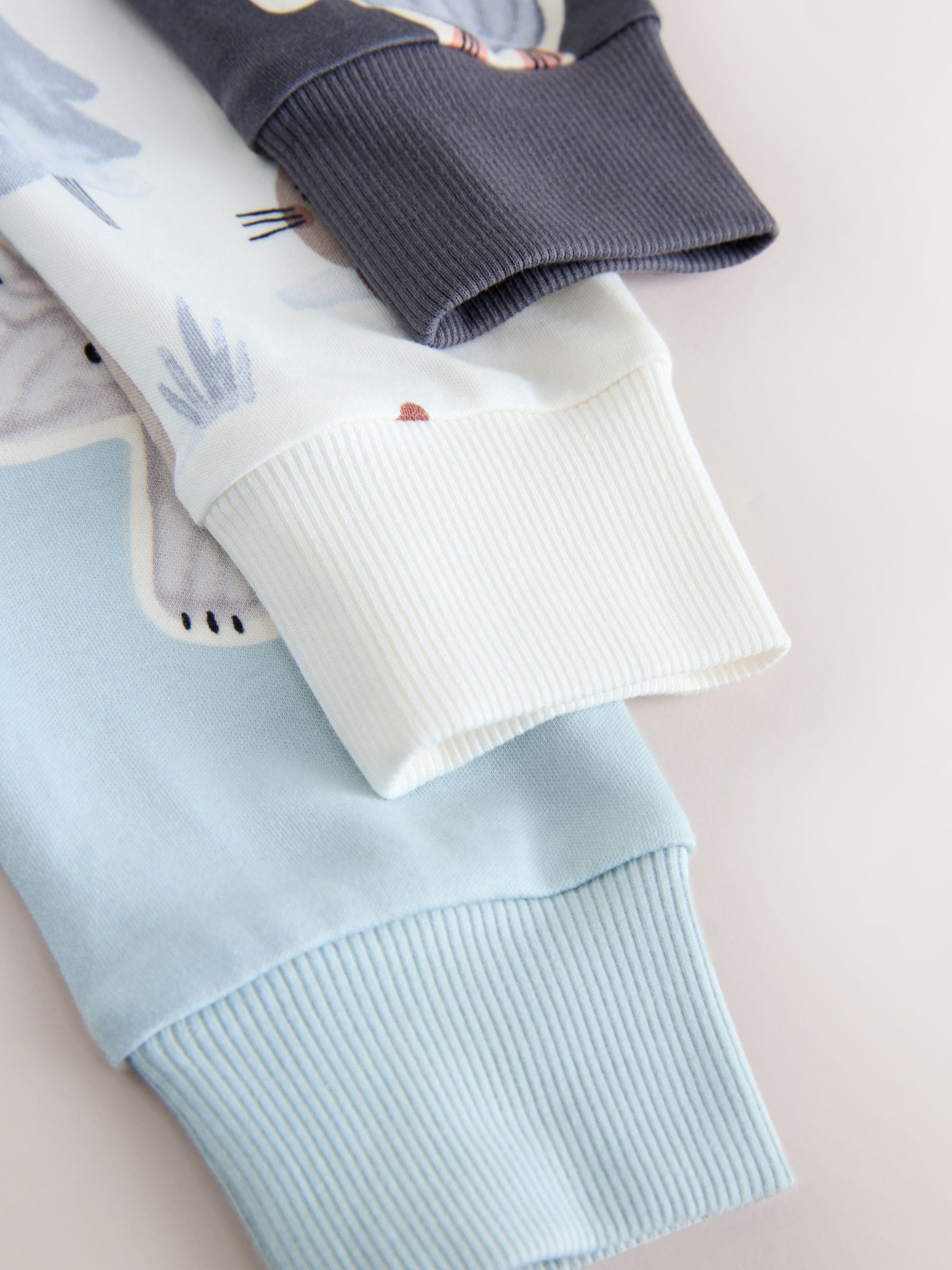 Blue/Ecru Animal - Verpakking van 3 knusse pyjama's (9 mnd-8 jr)