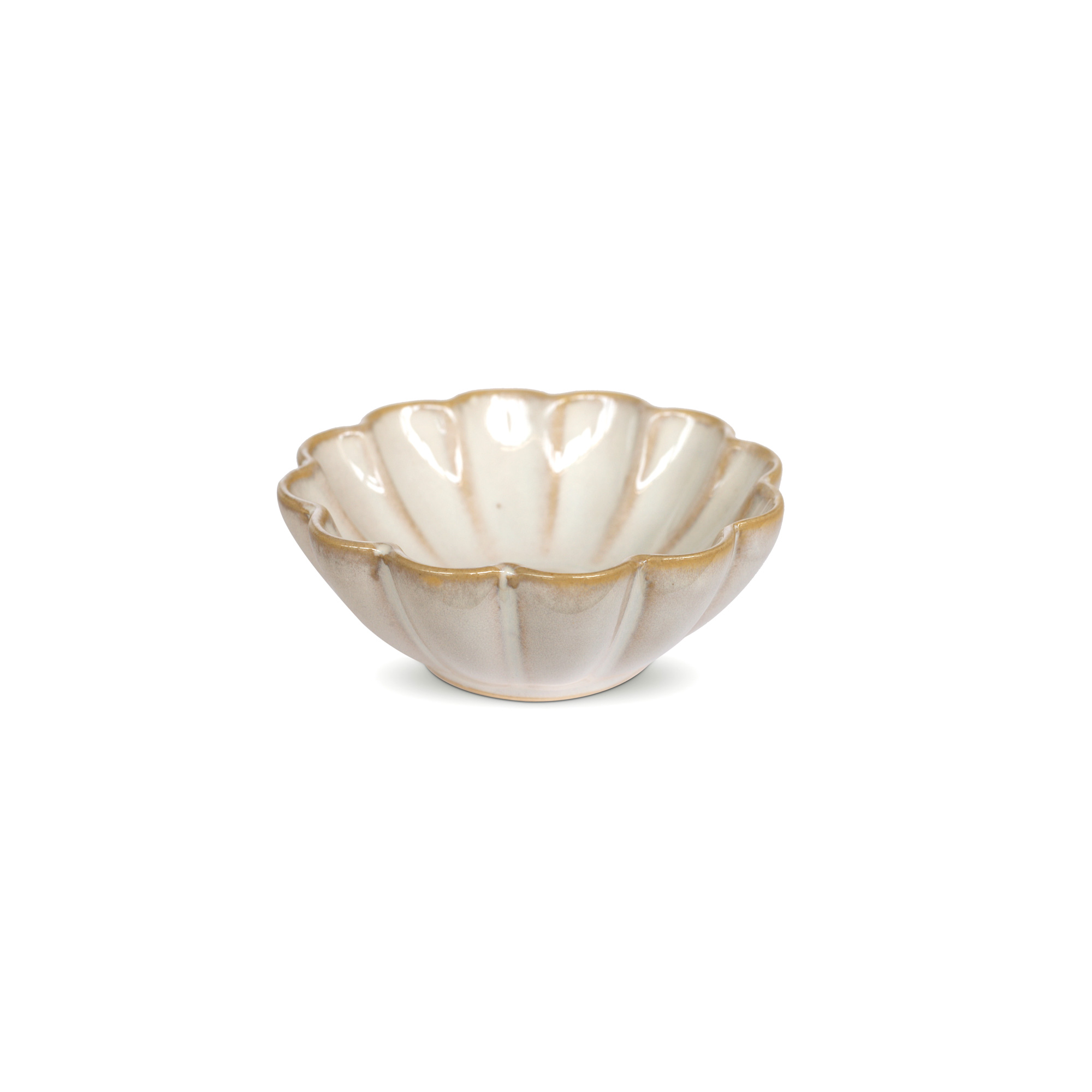 Keramikschale 'Blume', altweiß, beige, Ø 9 cm, H 3,5 cm zu 5,50