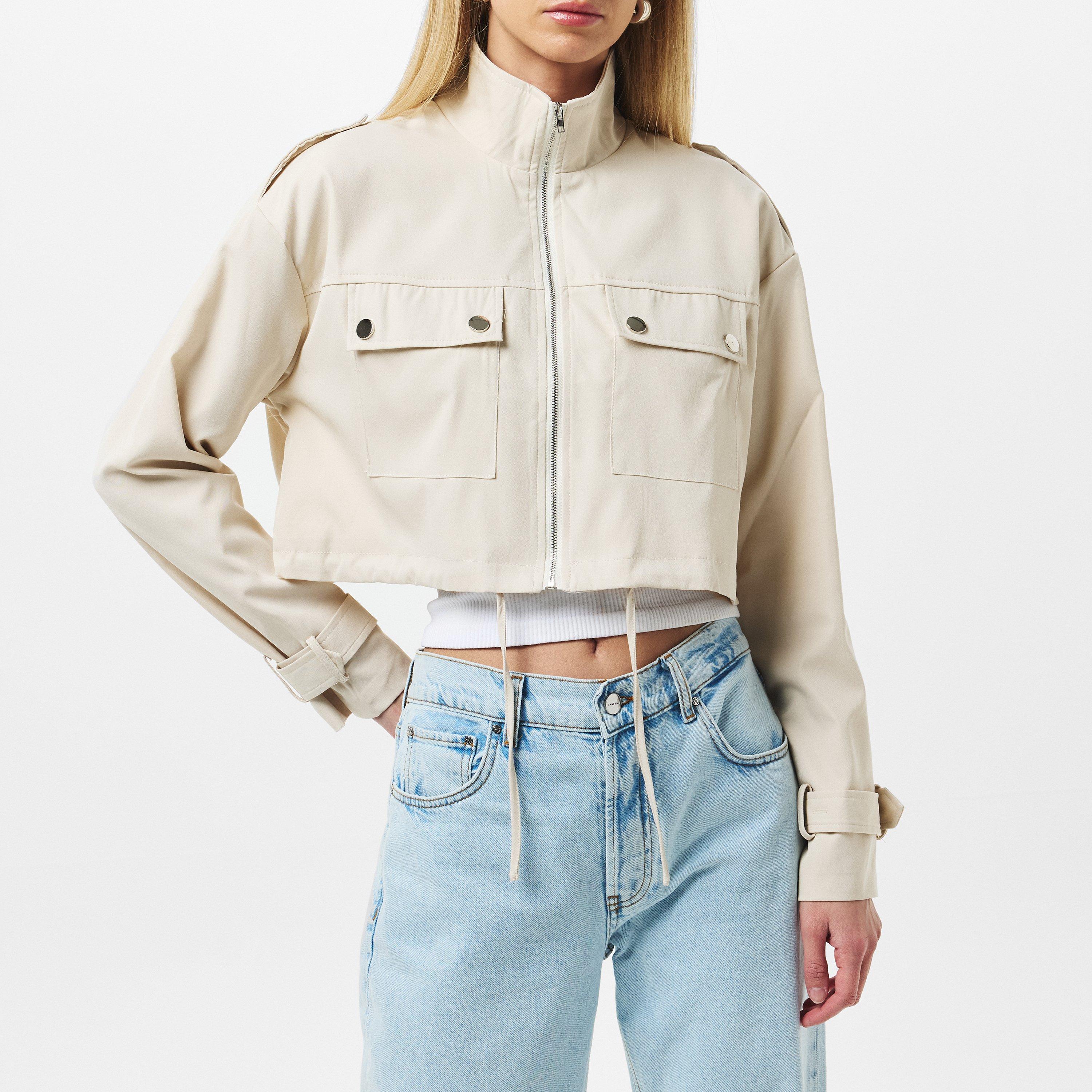 Missy Empire ME Oversized Cropped Trench Jacket Womens