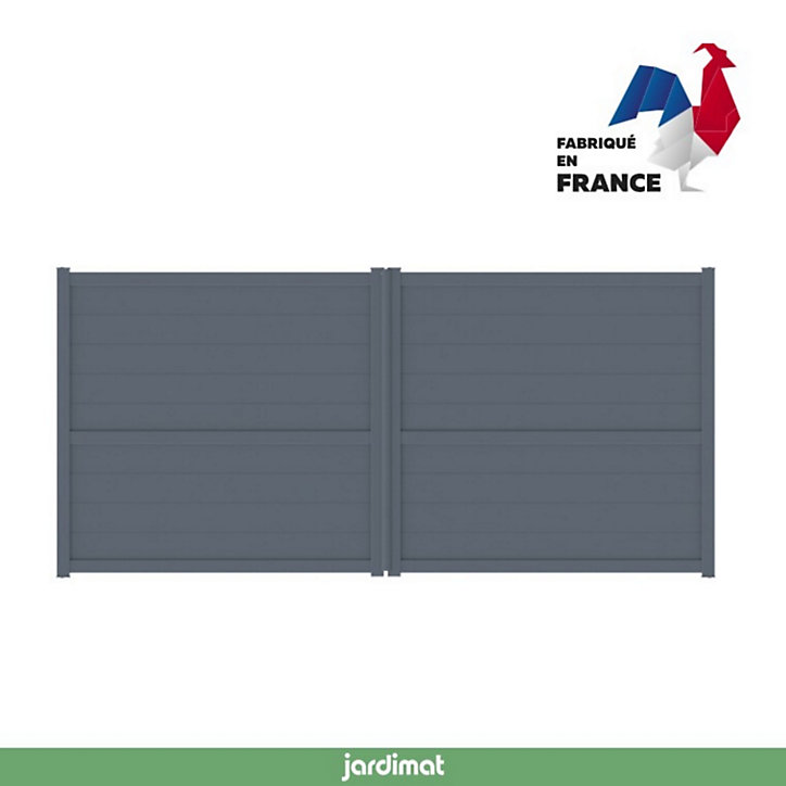Portail Jardimat battant motorisé aluminium Perth gris anthracite - 350 x h.170 cm