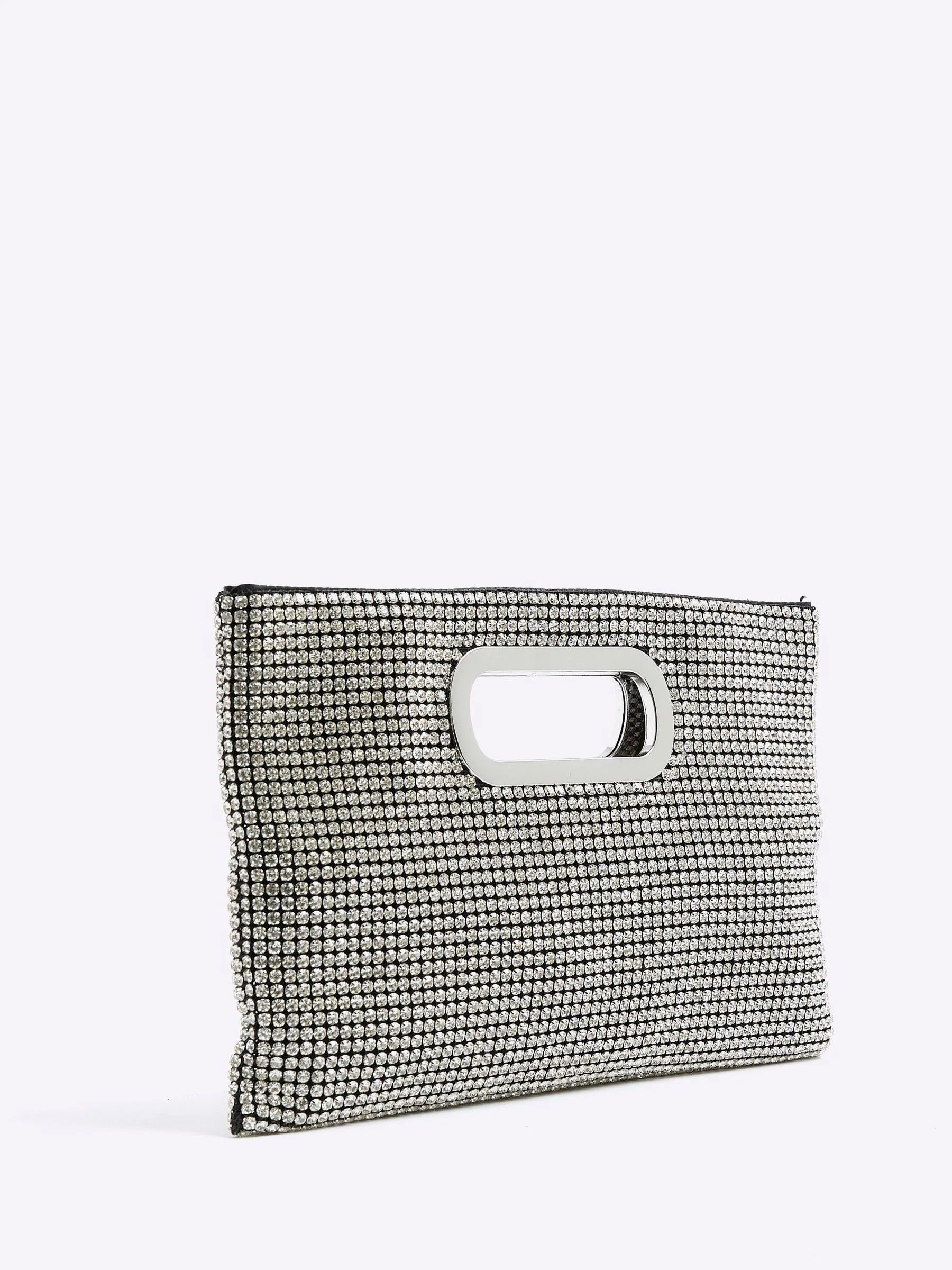 River Island Handle Diamante Clutch Bag