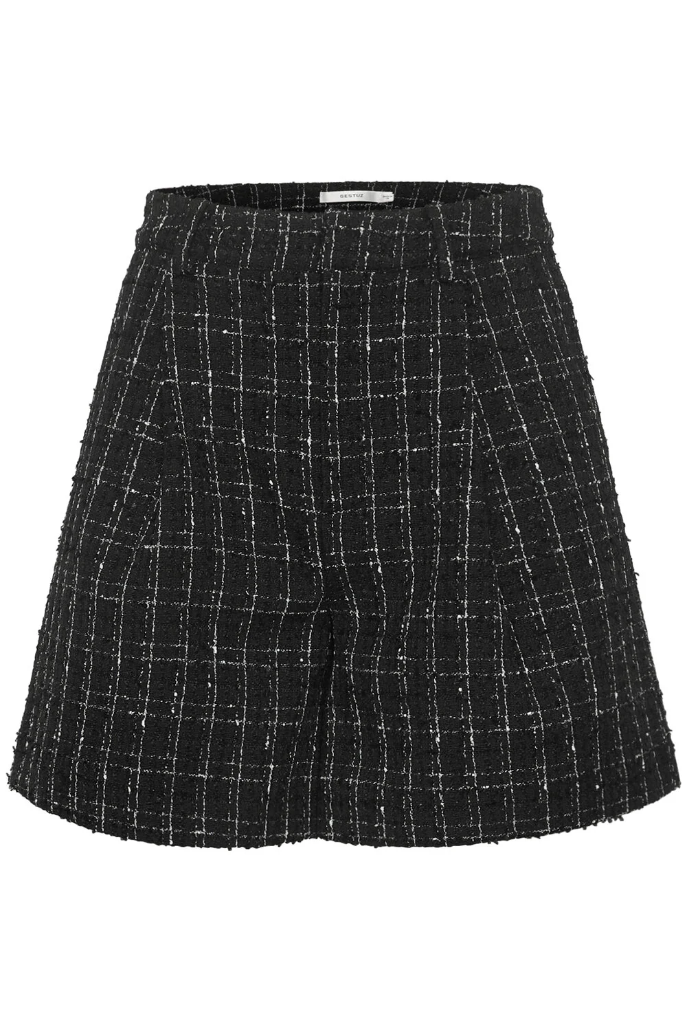 GESTUZ  Gaelly HW shorts - BlackNwhite check