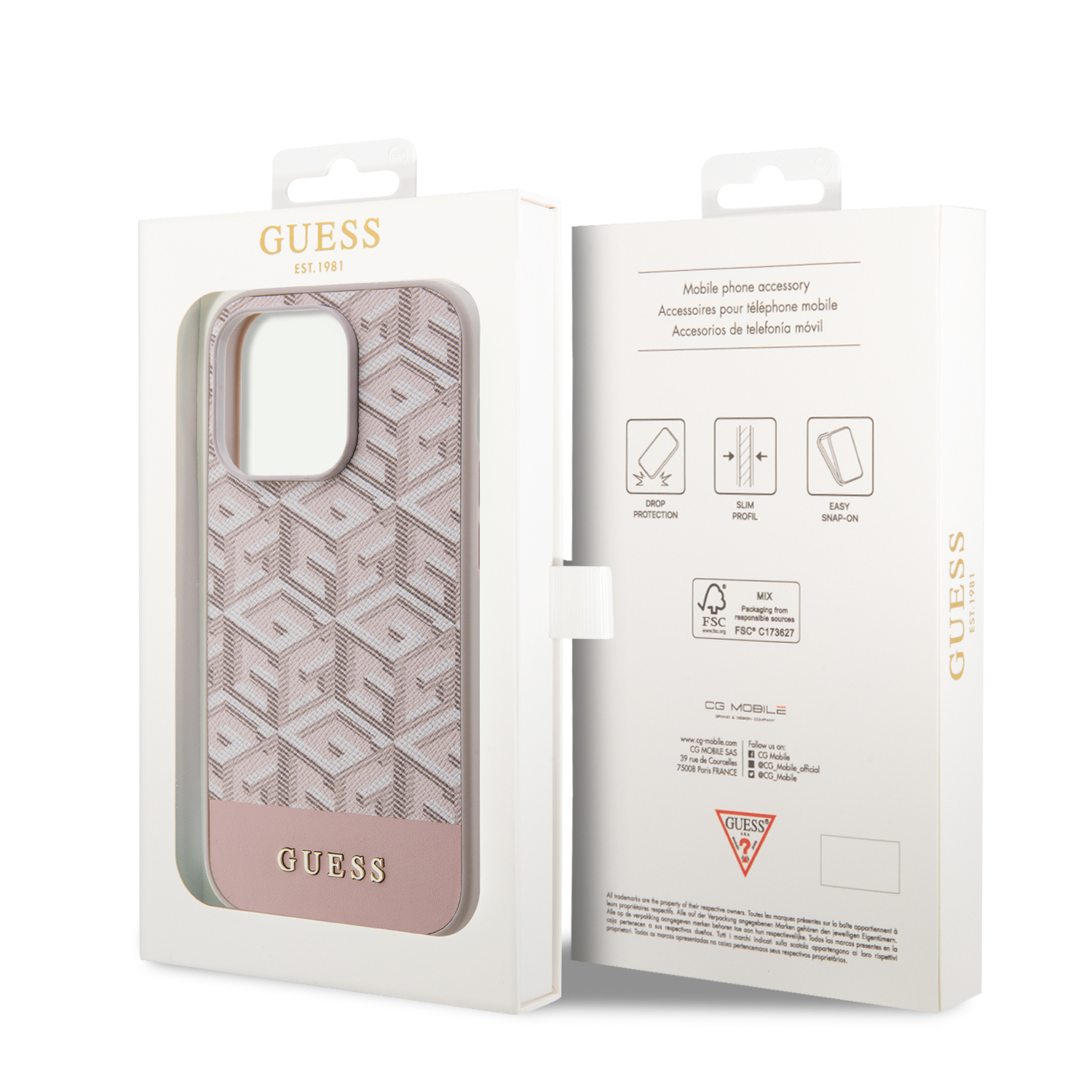 iPhone 14 Pro MagSafe Leder Hardcase Hülle GCube Stripes (GUHMP14LHGCFSEP) - Rosa