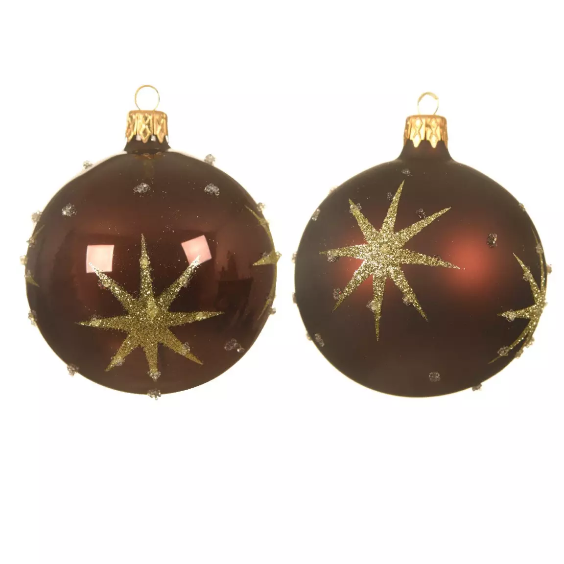 Lot de 6 boules de Noël en verre (D80 mm) Astre Acajou