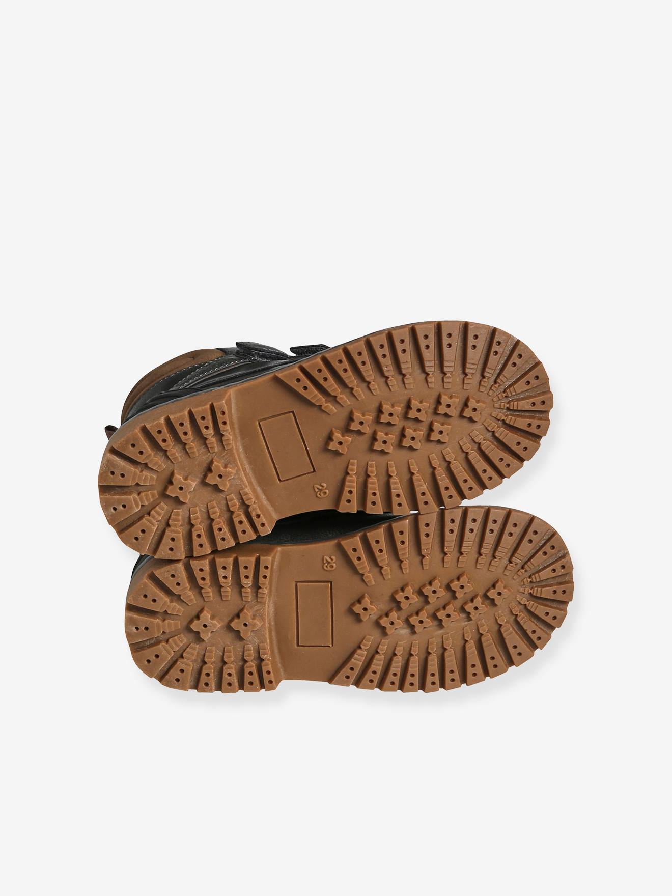 Botas de cano curto com fecho autoadesivo, para meninos, bege médio, lisas
