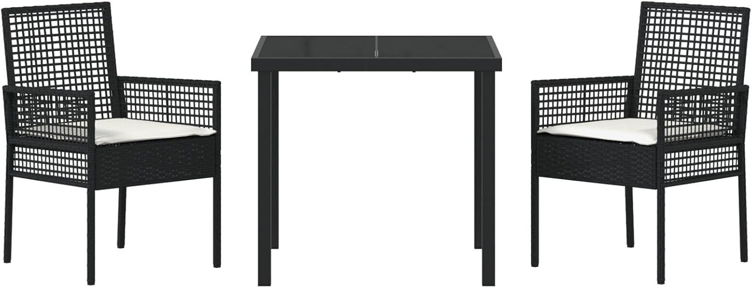 5-teiliges Gartenmöbel-Set mit braunen Kissen aus Polyrattan, rechteckigem Tisch und 4 Stühlen für Balkon und Terrasse, Gestell aus robustem und witterungsbeständigem Stahl