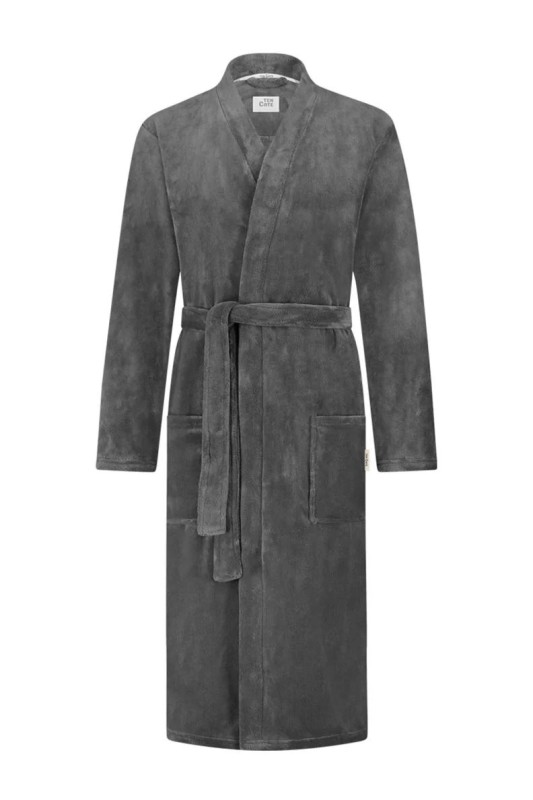 Ten Cate Heren Badjas Fleece Grey Dawn 2XL 1 Stuk