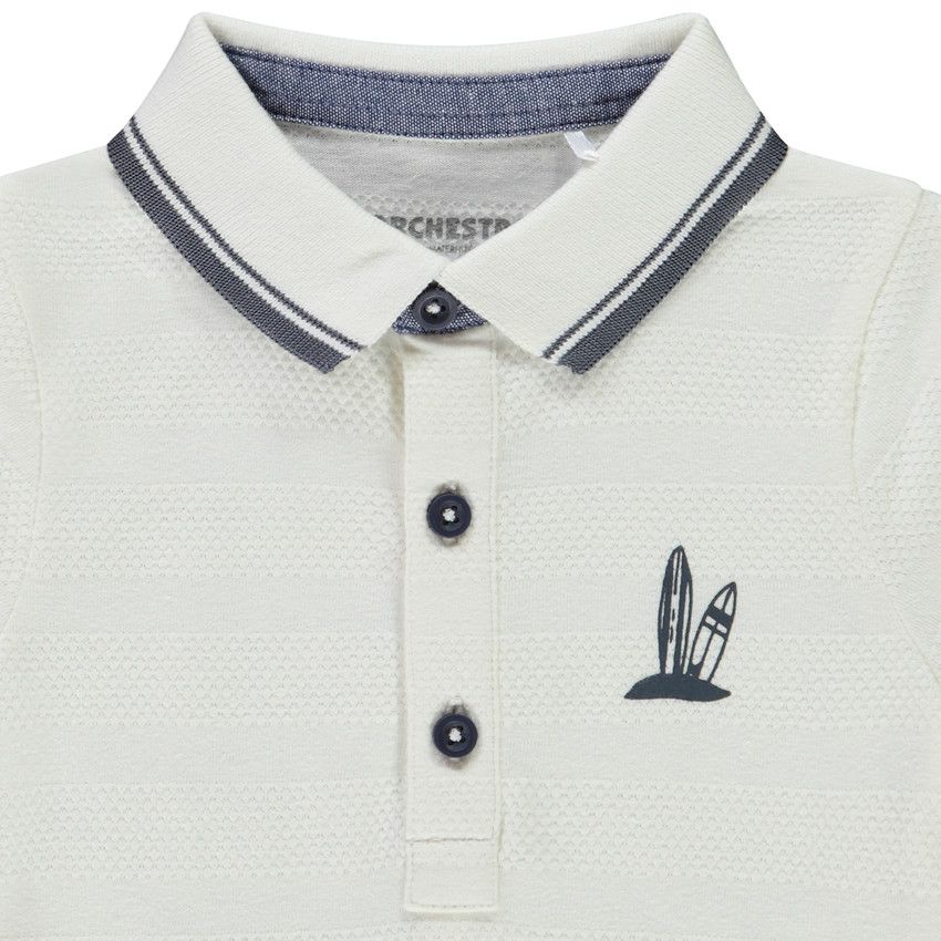 Polo manches courtes print fantaisie pour bébé garçon - Ecru