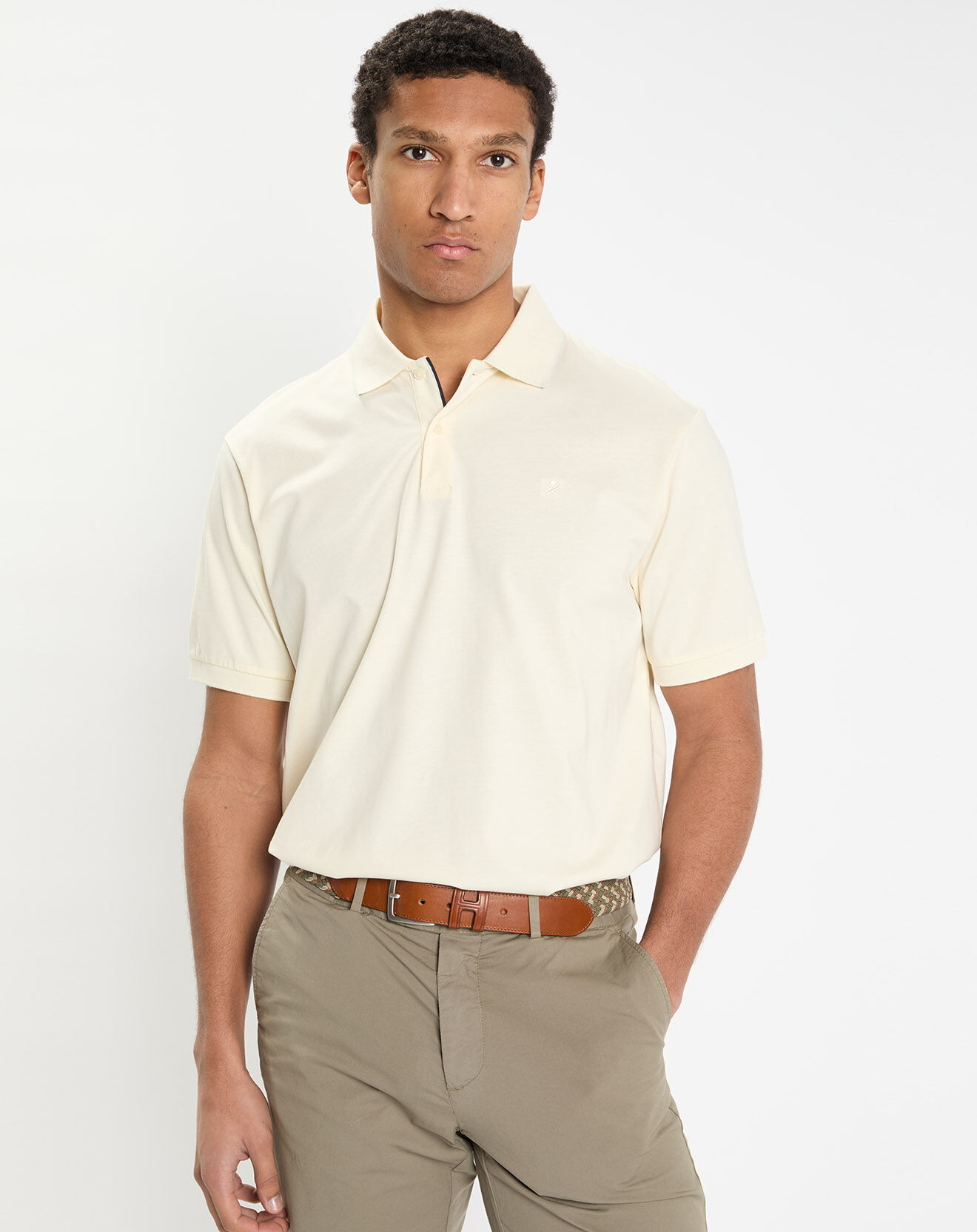 Hackett London Polo en Jersey Regular Fit uni Smart écru