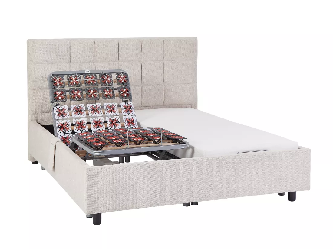Sommier électrique de relaxation déco 2x48 plots - 2 x 70 x 190 cm - Tissu - Beige - PITUS de YSMÉE