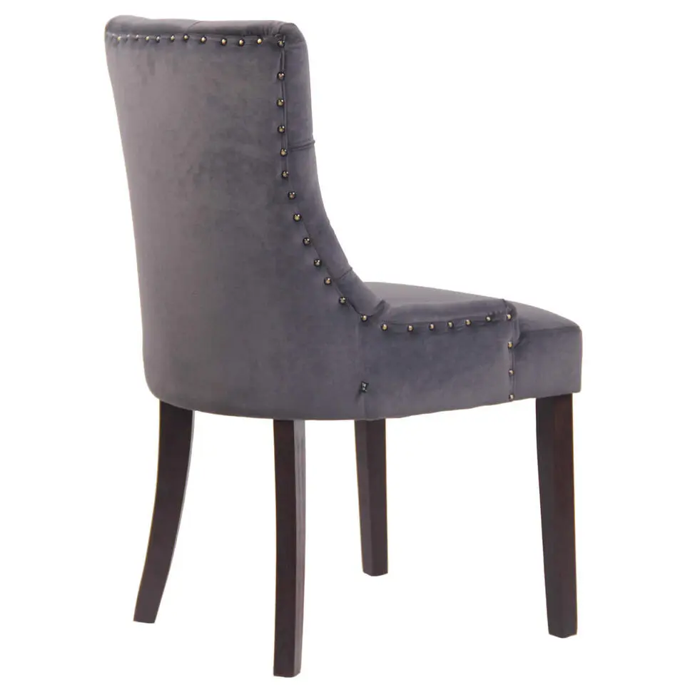 CLP Set van 4 Eetkamerstoel Aberdeen antiek Frame - Fluweel - donkergrijs