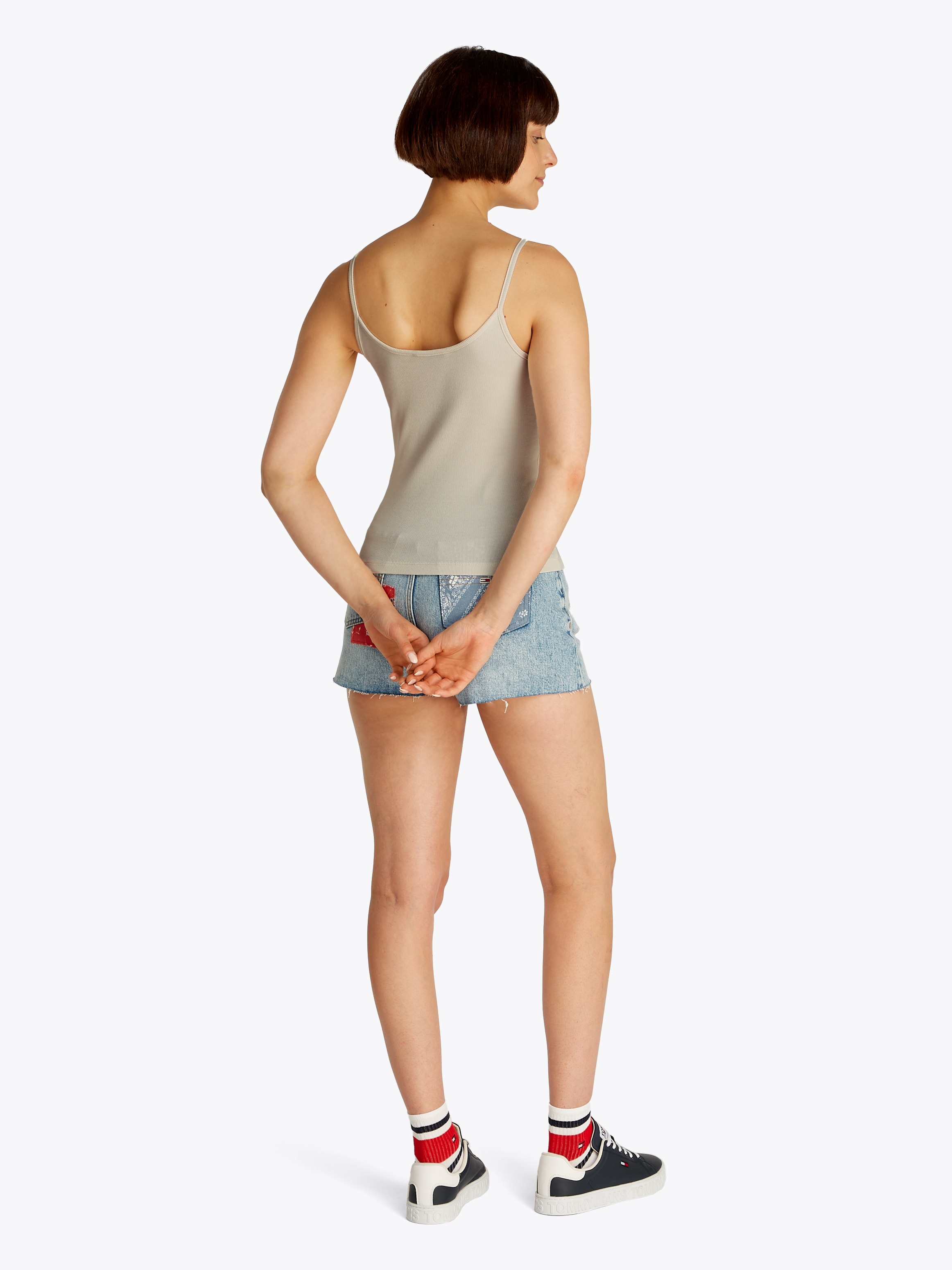Tommy Jeans Spaghettitop »TJW SCRIPT STRAPPY TOP« in Rippoptik, mit Logoschriftzug