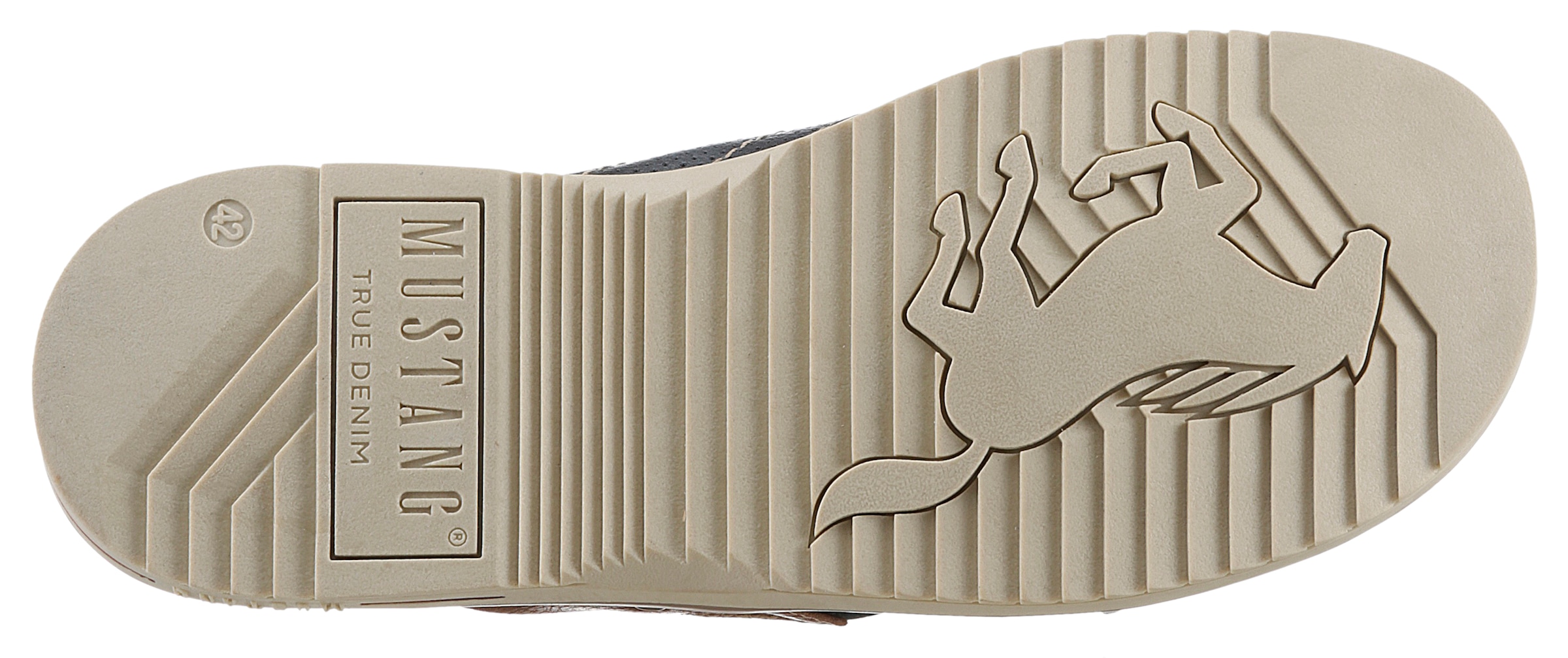 Mustang Shoes Pantolette  , Sommerschuh, Schlappen, Poolslides, mit auffälligem Logoschriftzug