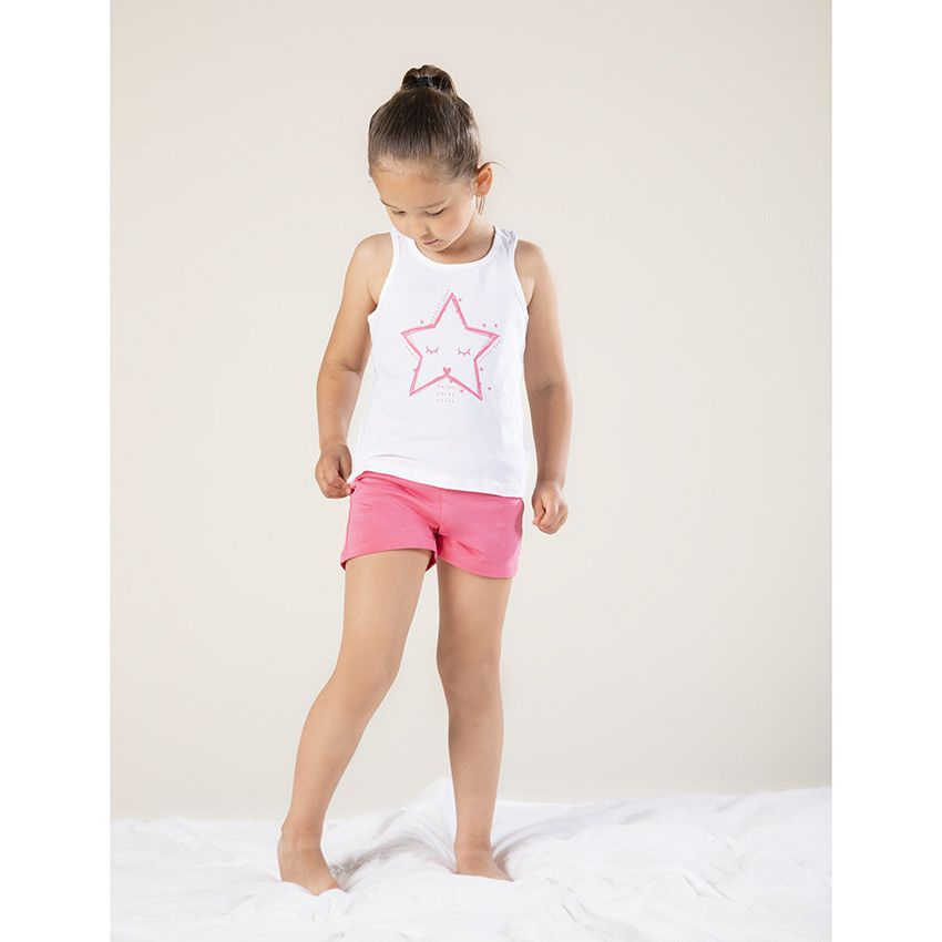 Pyjama court print étoile et short rose - Multicolore