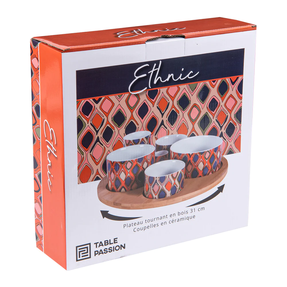 Service à apéritif Ethnic 6 pièces 31 cm Table passion
