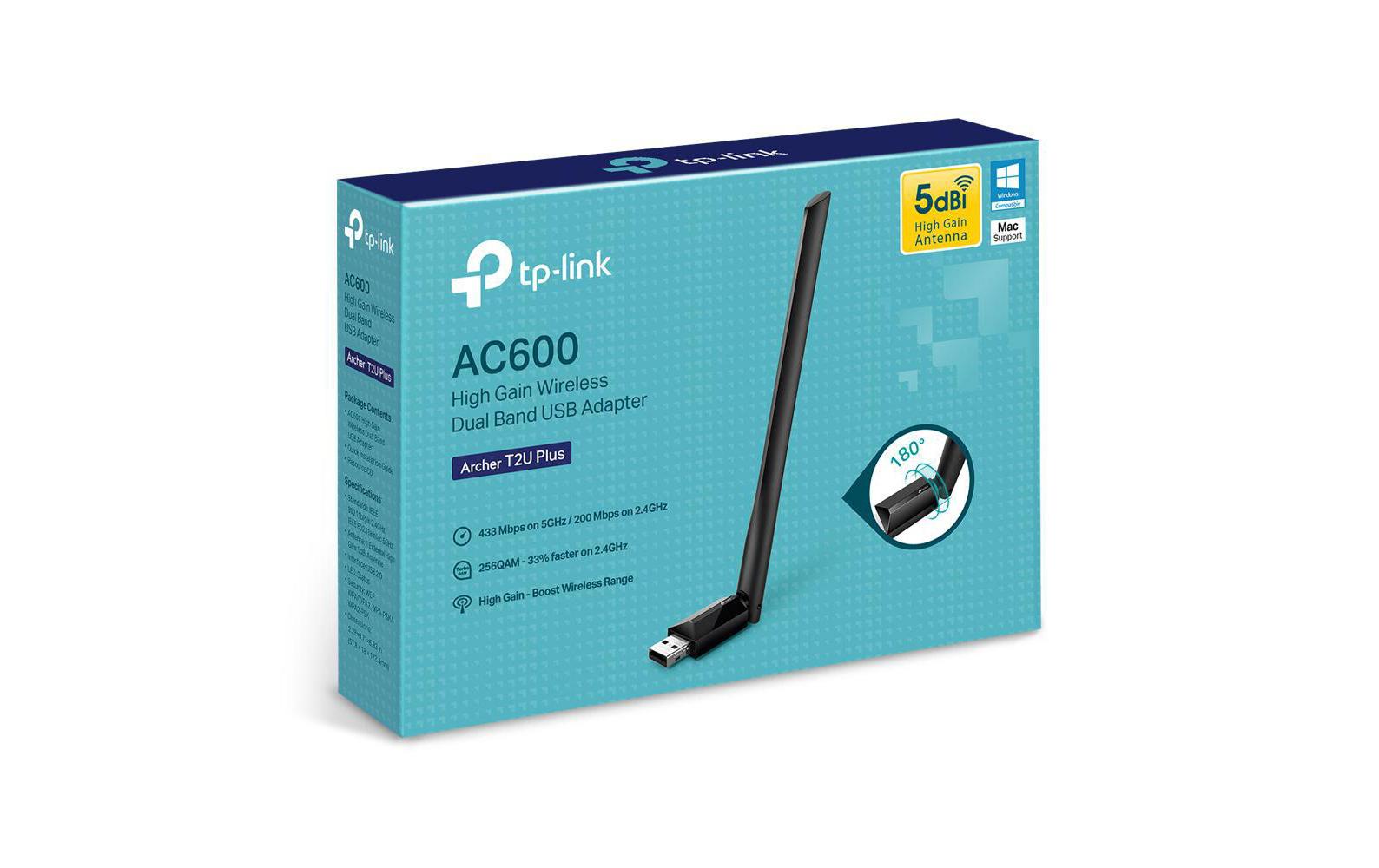 WLAN-AC USB-Stick Archer T2U Plus USB 2.0AC600-High-Gain-Dualband-USB-WLAN-Adapter