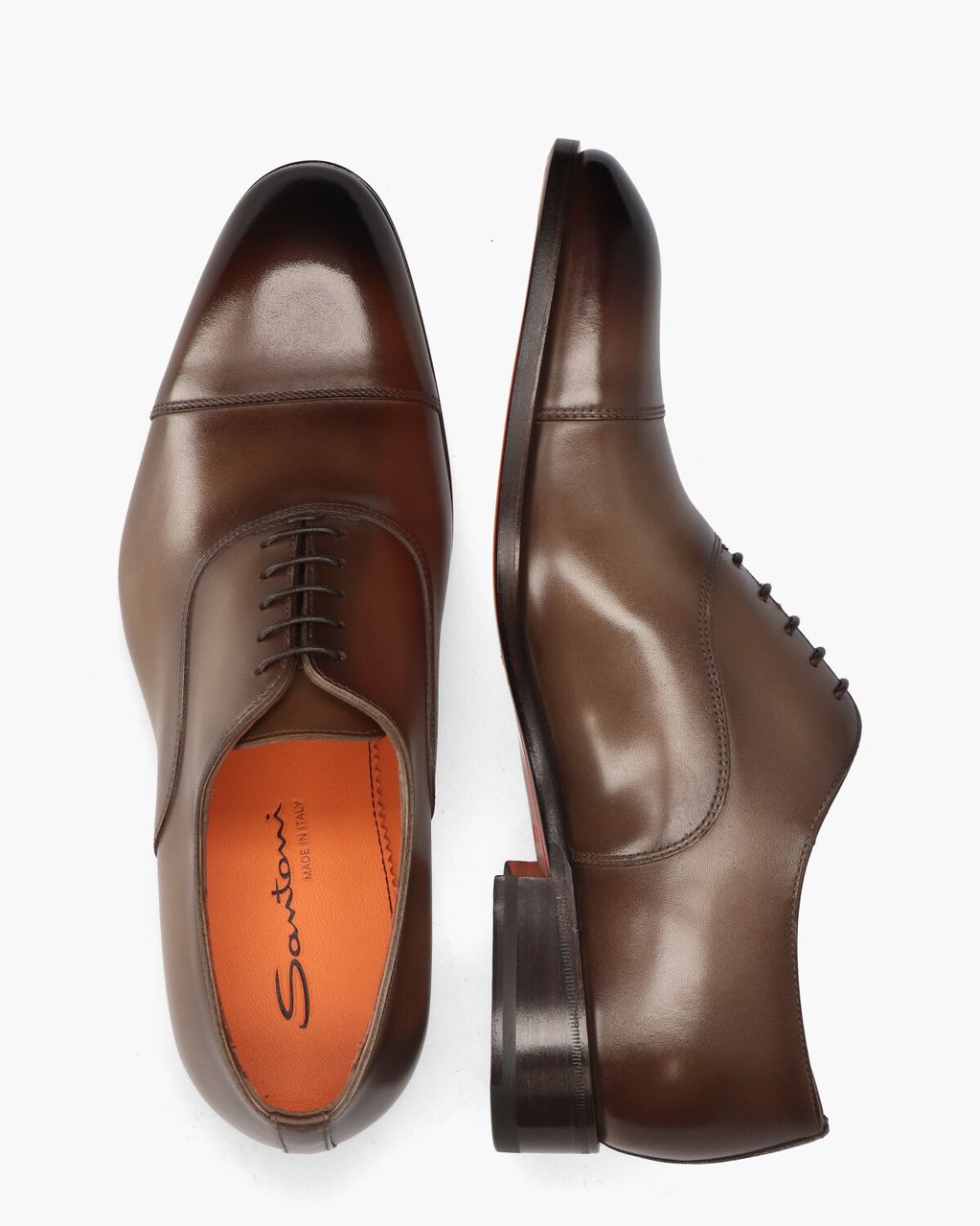 Santoni 12474 Bruin Heren Veterschoenen