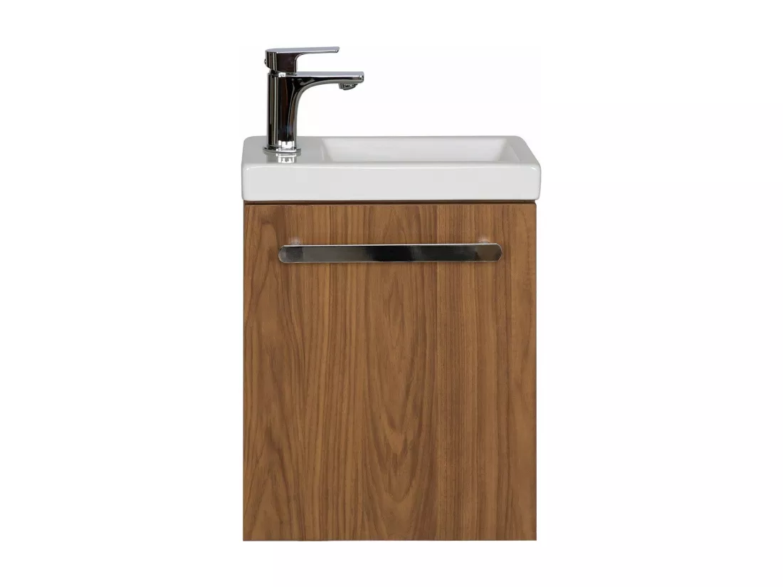 Ensemble meuble lave-mains décor noyer NEVADA avec miroir