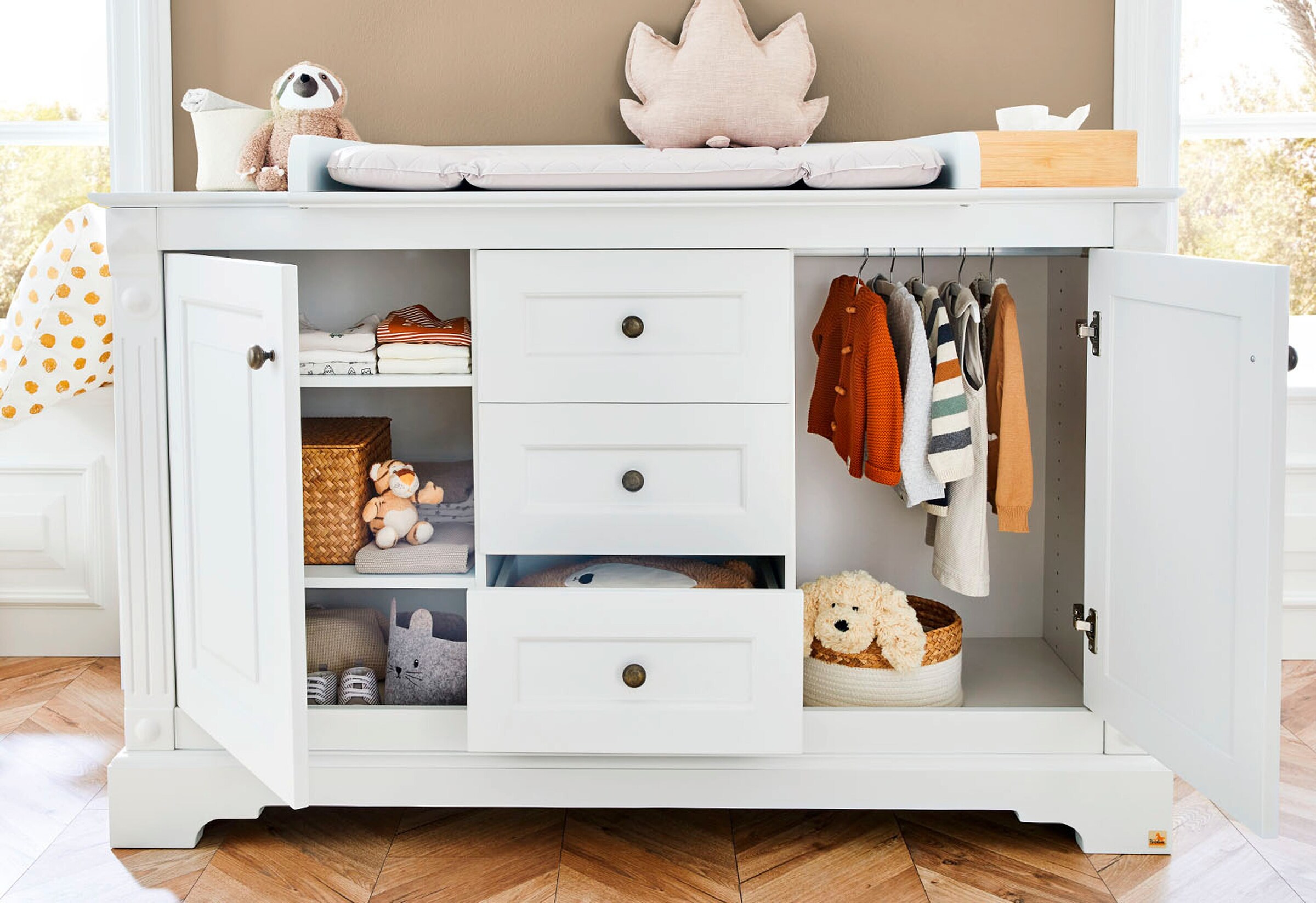 Pinolino Kinderzimmer-Set „Emilia” extrabreit groß inkl. Wandregal, 4-tlg.