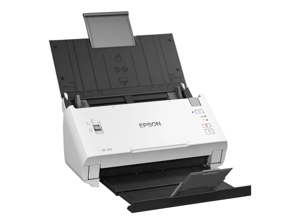 Epson WorkForce DS-410 - Dokumentscanner - Contact Image Sensor (CIS) - Duplex - A4 - 600 dpi x 600 dpi - op til 26 ppm (mono) / op til 26 ppm (farve) - ADF (50 ark) - op til 3000 scanninger pr. dag - USB 2.0