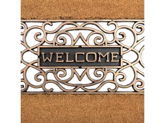 Tapis d'entrée en PVC et design caoutchouc marron 45x75