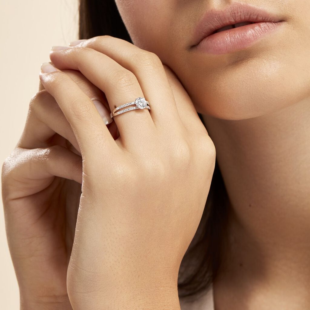 Bague Solitaire Cesarine Or Blanc Oxyde De Zirconium