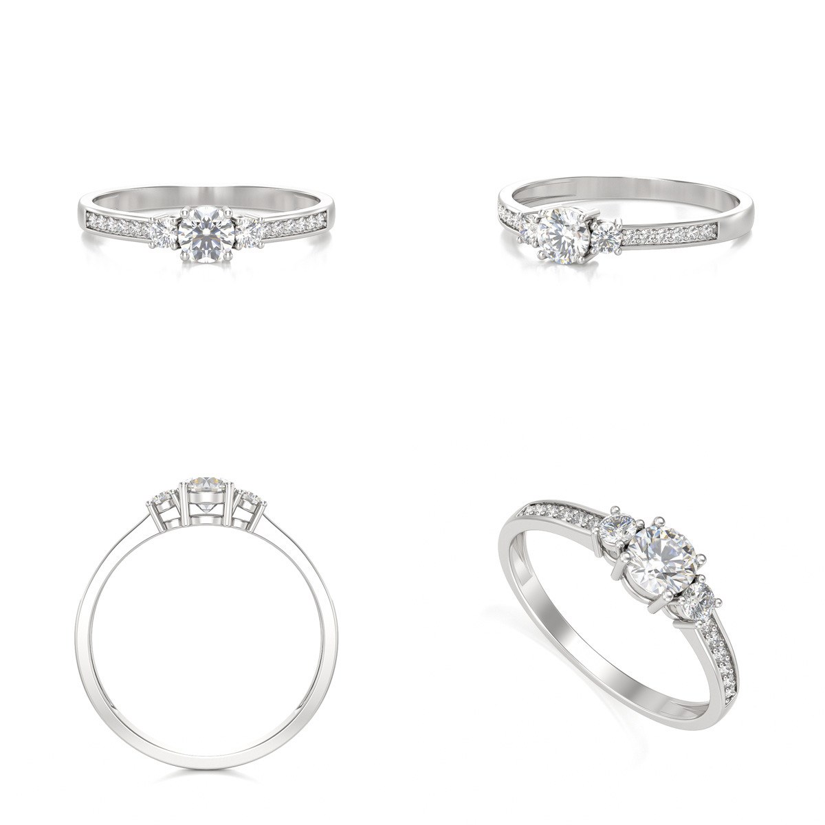 Bague ADEN Or 750 Blanc Diamants 1.65grs