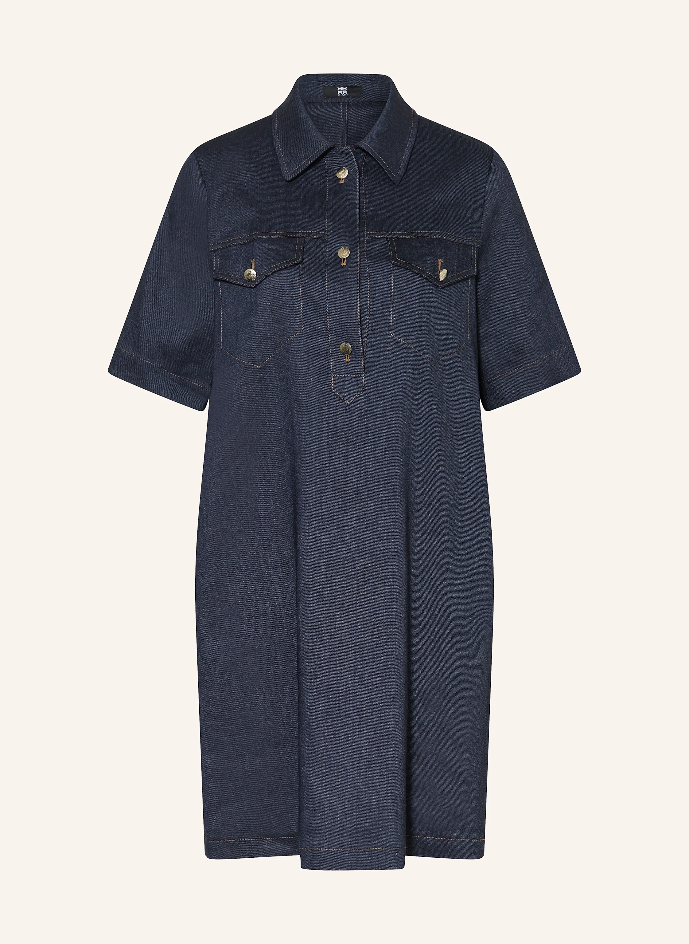 RIANI Hemdblusenkleid in Jeansoptik mit Leinen