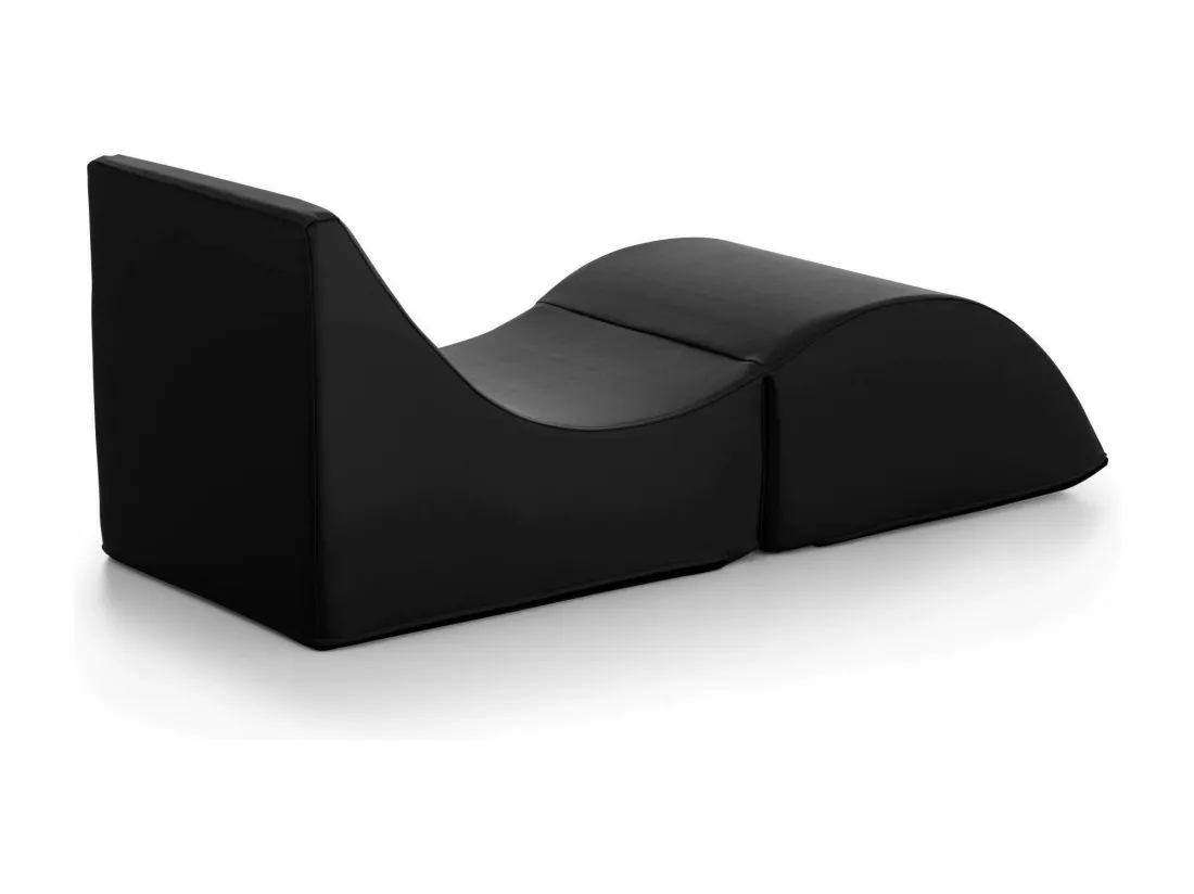 Lit pliant Dabaz, Pouf transformable en lit simple, Méridienne en éco-cuir, 100% Made in Italy, 130x50h50 cm, Noir