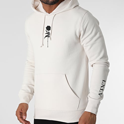 Sweat Capuche Chest Roses Beige Noir